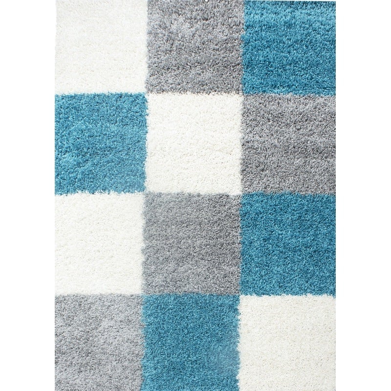 Nora Fluffy Ternet Gulvtæppe i Turkis fra Rugs by Uniquebeds Home & Living | Flere Størrelser