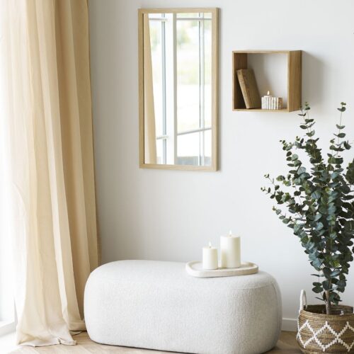 Blossomville Bænk Sand Polyester Fyrretræ L100Xb50Xh38Cm