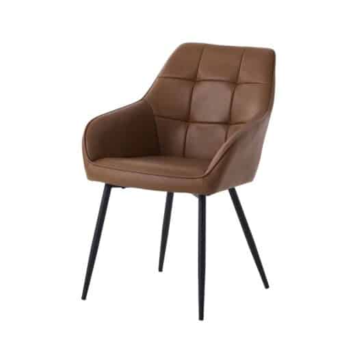 Fürth Spisebordsstol Armlæn Cognac Pu Sort