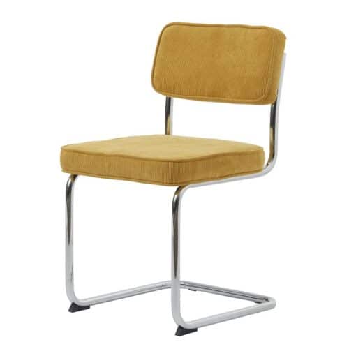 Fulda Spisebordsstol Gul Corduroy Krom B50Xh84Xd53Cm