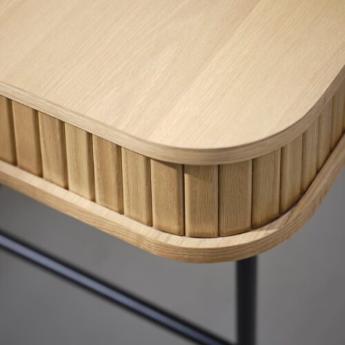 Ingolstadt Skrivebord Egetræ Mdf Sorte Metalben