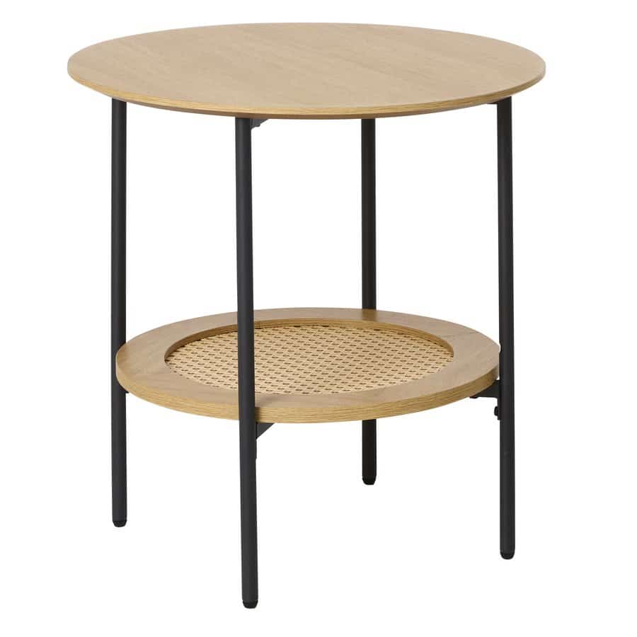 Moers Sidebord Egetræ Polyrattan Ø50Xh50Cm