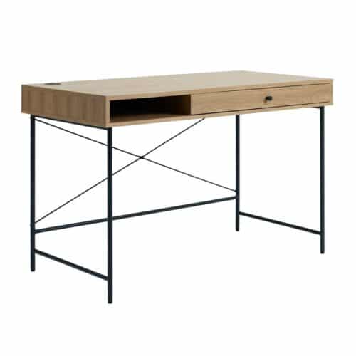 Moers Skrivebord Egetræ Mdf Sort Metal