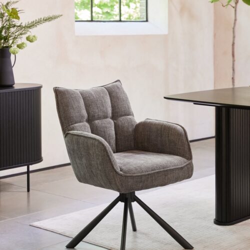 Oberhausen Spisebordsstol Armlæn Grafitgrå Stof B59Xh86Xd65Cm