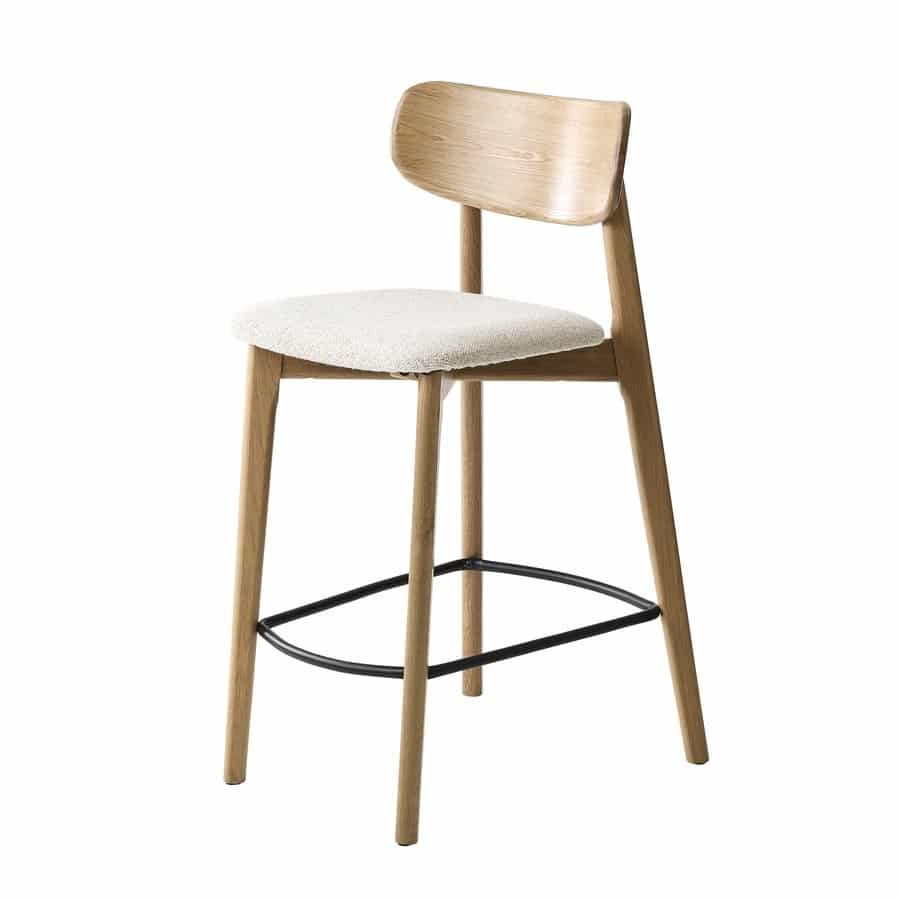 Phoenix Barstol Egetræ Polyester Off White