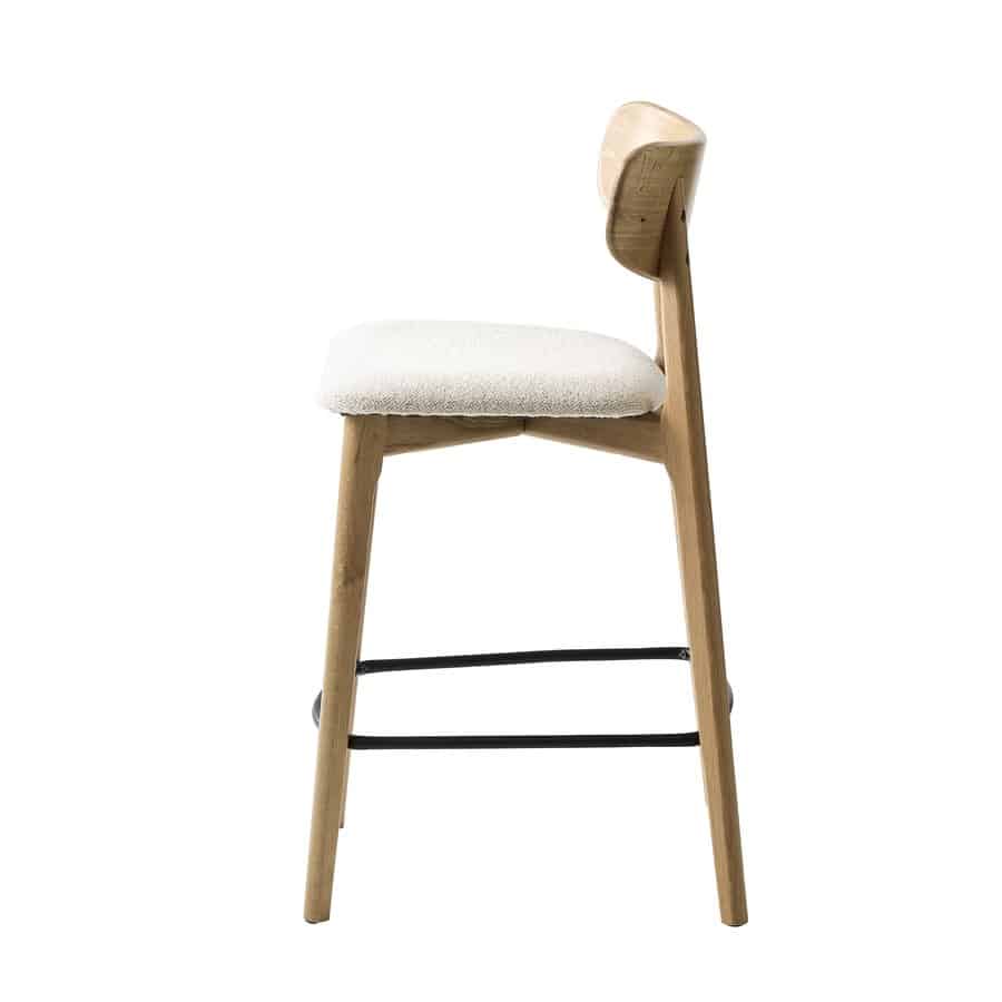 Phoenix Barstol Egetræ Polyester Off White