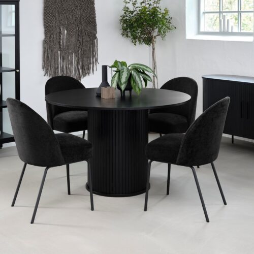 Qingdao Spisebordsstol Sort Chenille Stål B48