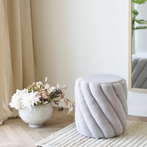 Sana Puf Grå Teddystof Ø38Xh40Cm