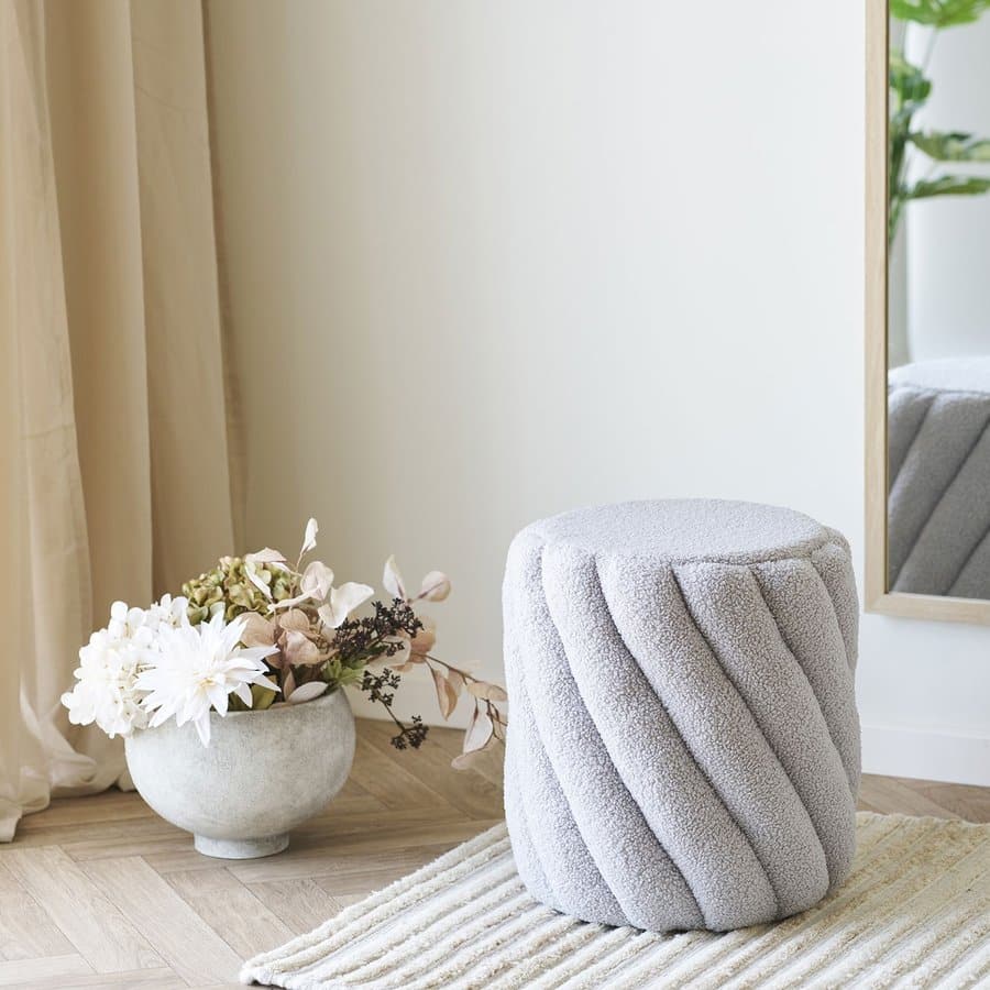 Sana Puf Grå Teddystof Ø38Xh40Cm