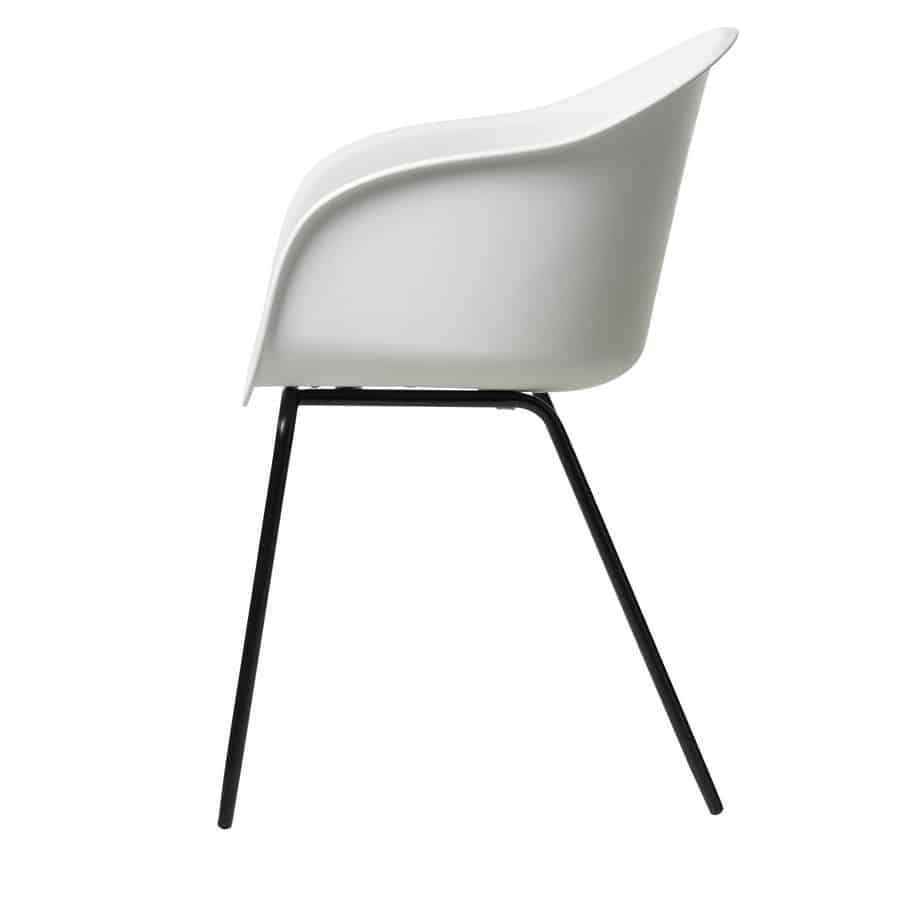Stralsund Spisebordsstol Armlæn Hvidt Stof B56Xh83Xd59Cm