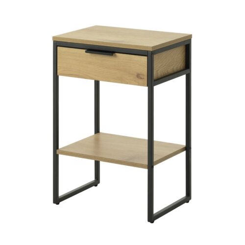 Toronto Sidebord Egetræ Sort Metal B40Xh60Xd30Cm
