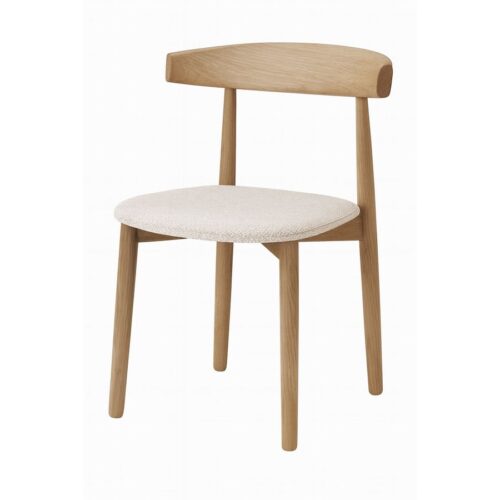 Ulm Spisebordsstol Egetræ Polyester Sandfarvet Bouclé