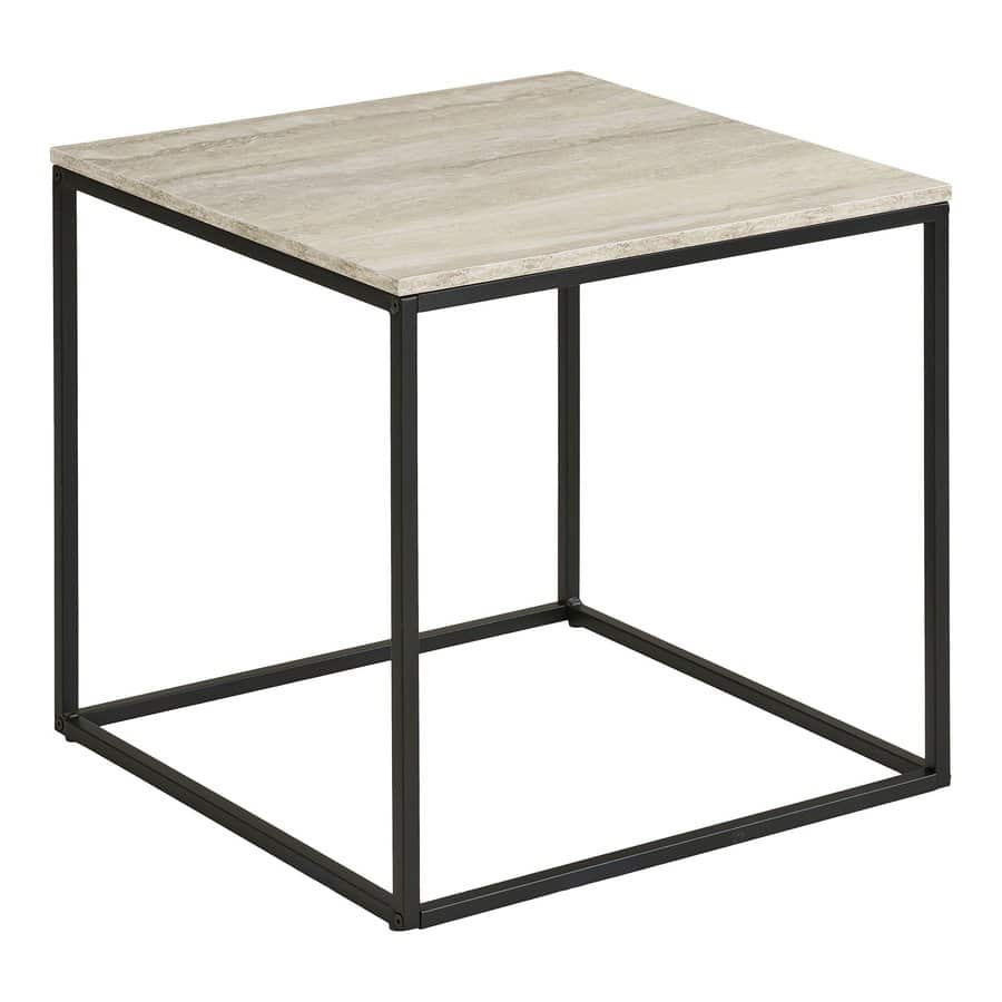 Vita Hjørnebord Travertin Look Sort Stål