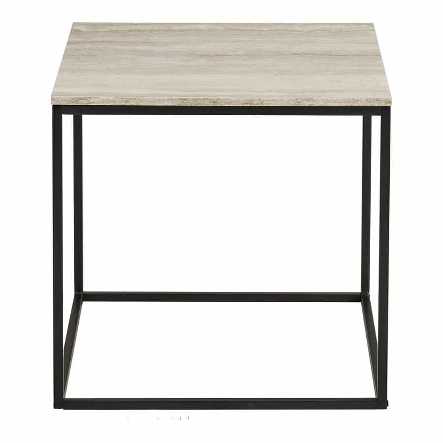 Vita Hjørnebord Travertin Look Sort Stål