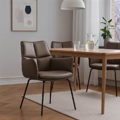 Lily Spisebordsstol i Ægte Læder med Armlæn fra Lexpo Living | Flere Farver