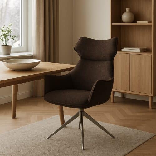 Liva Spisebordsstol i Møbelstof/Ægte Læder med Armlæn med Drejestel fra Lexpo Living | Flere Farver