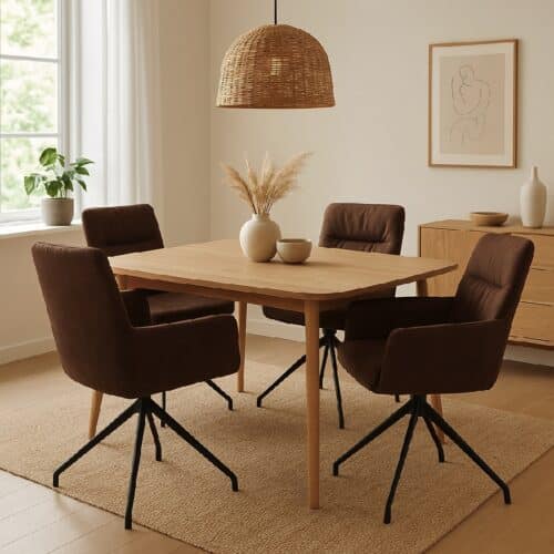 Lotus Spisebordsstol i Ægte Læder med Armlæn & Drejestel fra Lexpo Living | Flere Farver