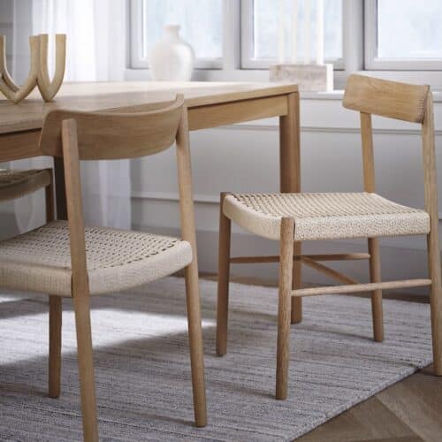 Sydney Spisebordsstol i Massiv Egetræ & Naturflet/Ægte Læder fra Lexpo Living