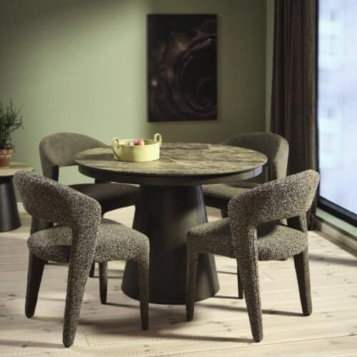 Teddy Spisebordsstol i Brun Polstret Møbelstof fra Lexpo Living