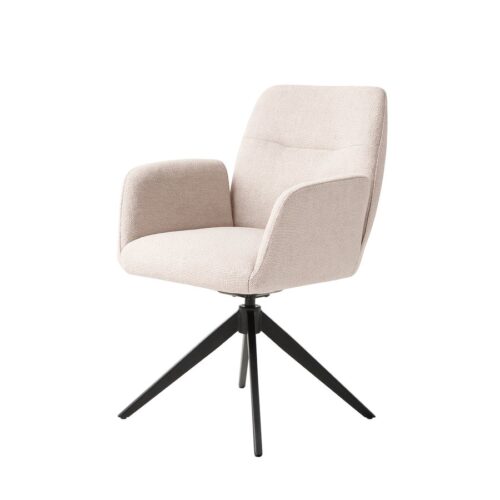 Aschaffenburg Spisebordsstol Armlæn Ivory Stof Sort