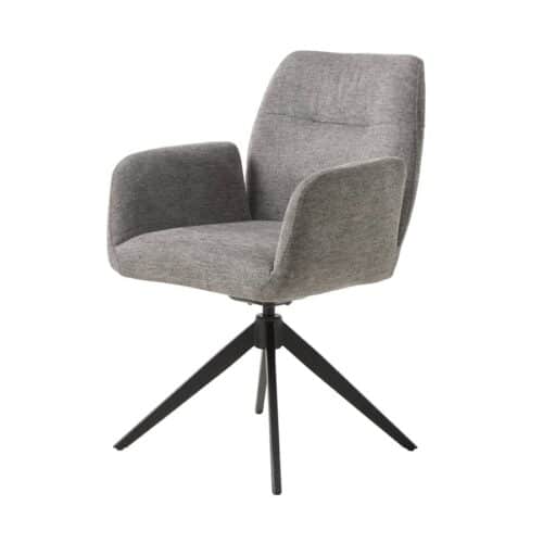 Aschaffenburg Spisebordsstol Armlæn Mellemgrå Stof Sort