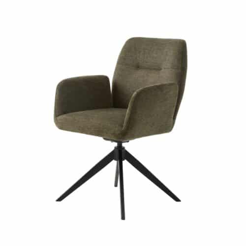 Aschaffenburg Spisebordsstol Armlæn Olivengrøn Stof Sort