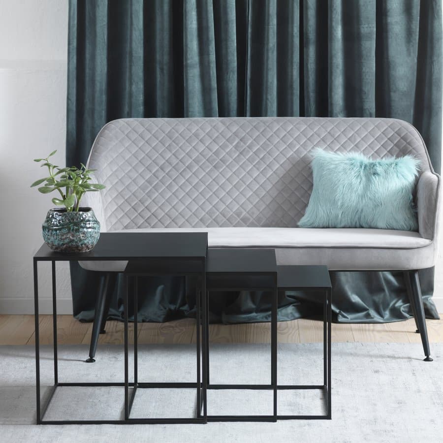 Bangkok Loungesofa Grå Velour Sorte Stålben