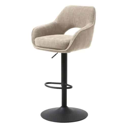 Cuxhaven Barstol Hørfarvet Polyester Sort Stel