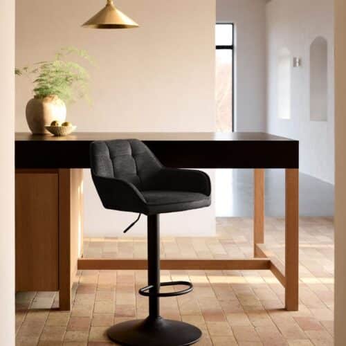 Fürth Barstol Mørkegrå Stof Sort Metal