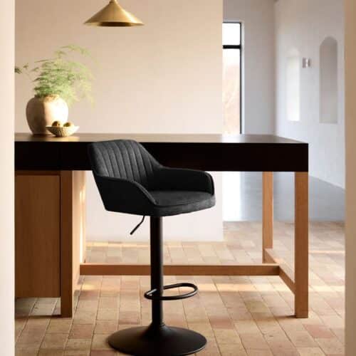 Fürth Barstol Mørkegrå Stof Sort Stål