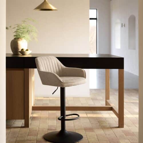 Fürth Barstol Sandfarvet Stof Sort Metal