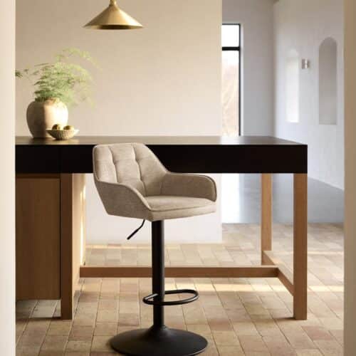 Fürth Barstol Sandfarvet Stof Sort Stel