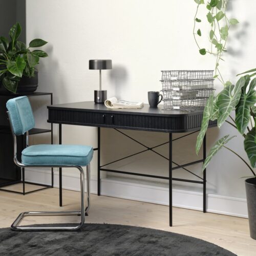 Fulda Spisebordsstol Blå Fløjl Krom Stel