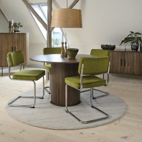 Fulda Spisebordsstol Grøn Jernfløjl Krom Stel