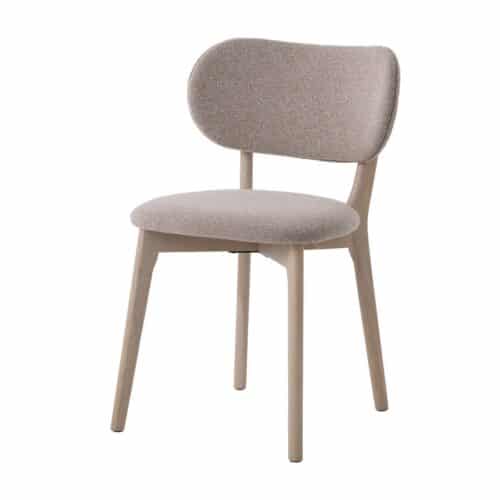 Hameln Spisebordsstol Sandfarvet Polyester Hvidpigmenterede Egetræsben