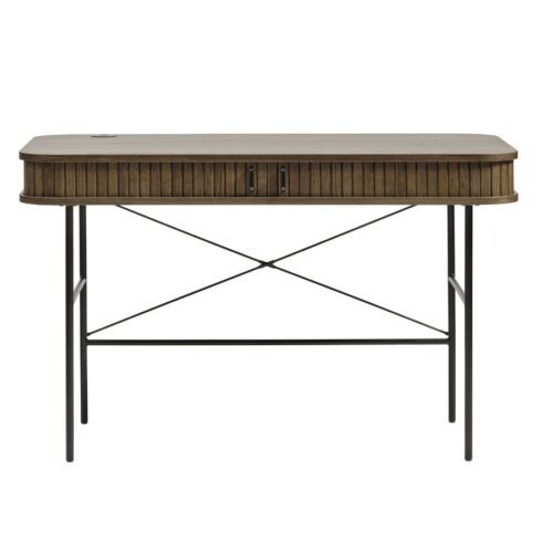 Ingolstadt Skrivebord Røget Egefinér Sort Metalstel