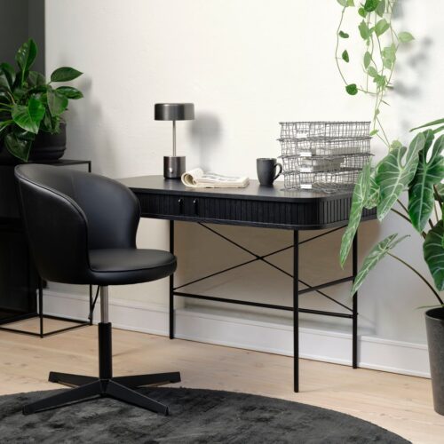 Ingolstadt Skrivebord Sort Egetræsfinér Sort Metalstel