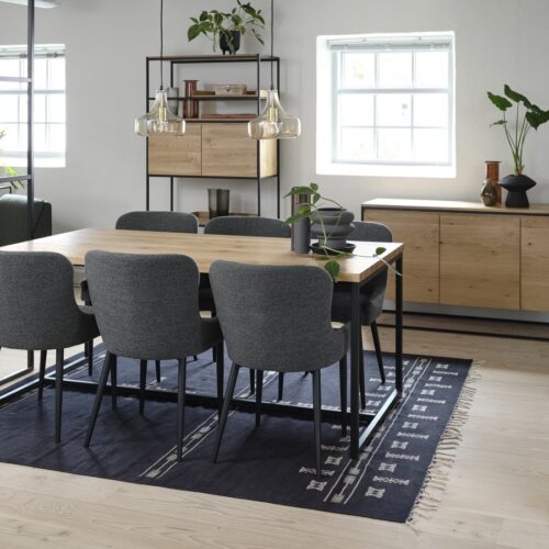 Kerpen Spisebord Natur Egetræ Sort Metalstel