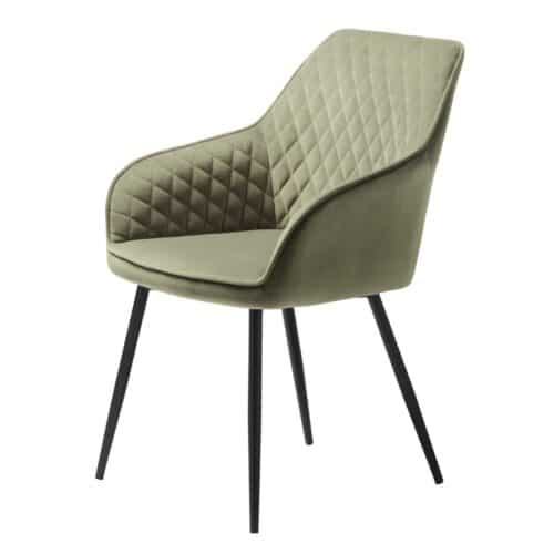 Mülheim Spisebordsstol Armlæn Olivengrøn Fløjl Sort