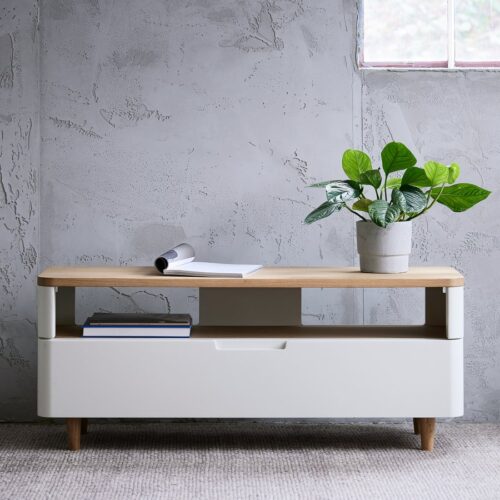 New York Tv Bord Egetræ Hvid