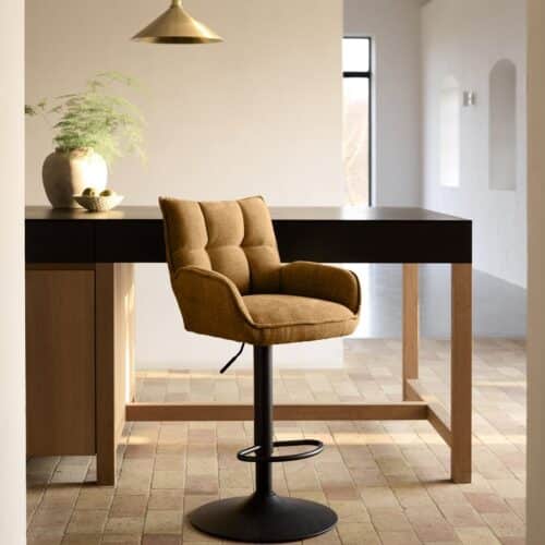 Oberhausen Barstol Rustfarvet Stof Sort Stål