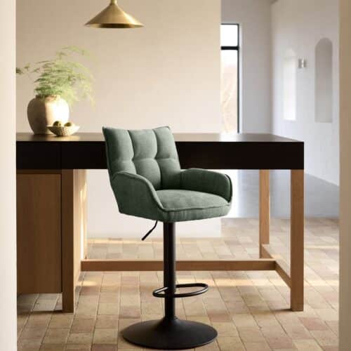 Oberhausen Barstol Skovgrøn Polyester Sort Stål