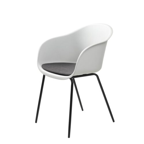 Stralsund Spisebordsstol Armlæn Hvidt Stof Sorte