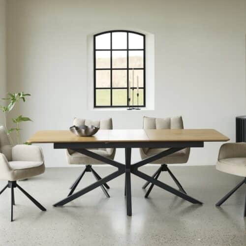 Toronto Spisebord Egetræs Melamin Sorte Metalben