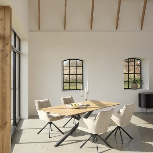 Toronto Spisebord Egetræsmelamin Sorte Metalben B200Xd100Xh75Cm