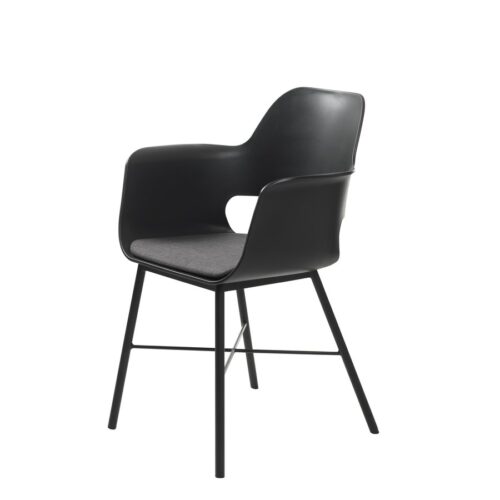 Waiblingen Spisebordsstol Armlæn Sort Stof Metalstel