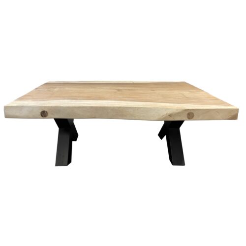 Bali Sofabord I Massiv 8Cm Suar Træ Med Sort Metalstel Fra Hundevad & Co | L140Xb80Cm - 1021