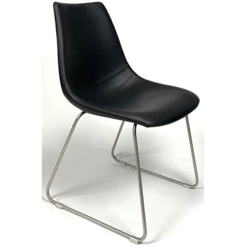 Mathias Spisestol I Sort Læder Med Stel I Børstet Stål Fra Hundevad & Co - 1449