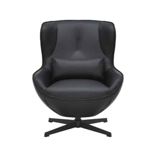 Bale Lounge Stol Med Skammel I Sort Læder Med Metal Ben Fra Hundevad & Co - 1597