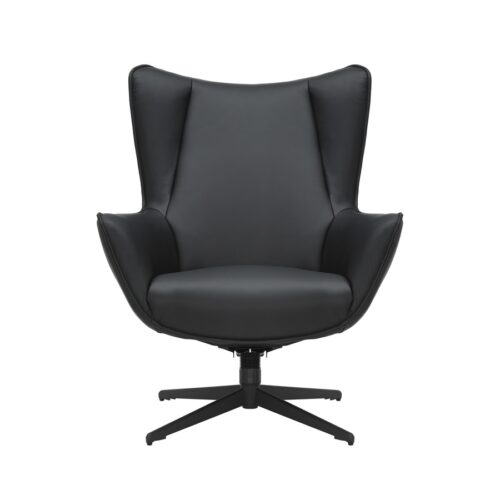 Cato Loungestol I Sort Læder Med Metalben Fra Hundevad & Co - 1598